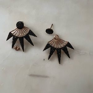 Rose gold medal ear jacket earrings